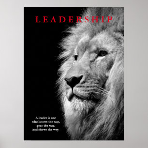 Svartvit Motiv Leader Lejon Poster