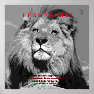 Svartvit Motiv Leader Lejon Poster