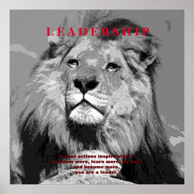 Svartvit Motiv Leader Lejon Poster (Framsidan)