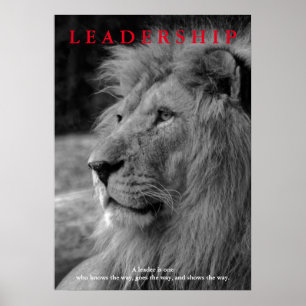 Svartvit Motiv Leader Lejon Poster