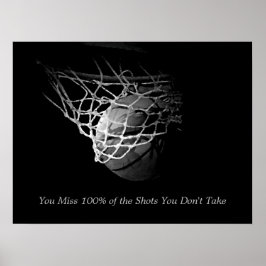 Svartvit Motiveringsoffert Basketball Poster