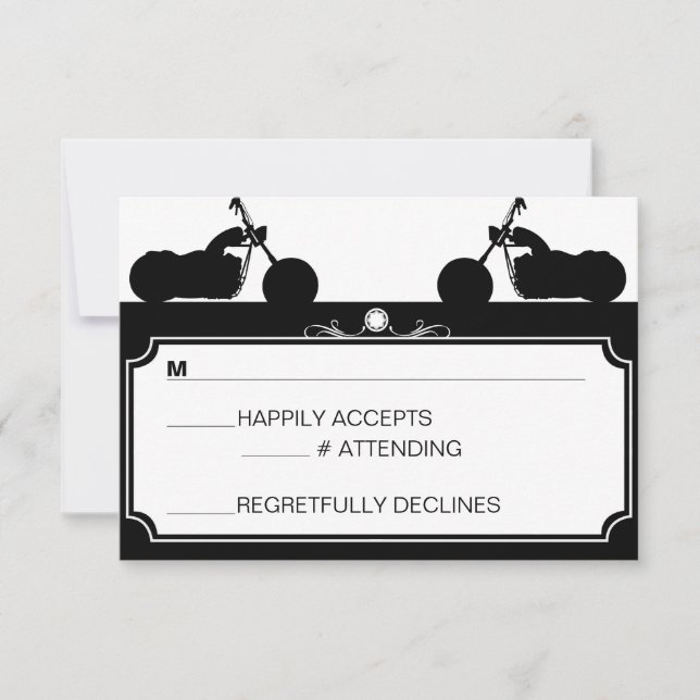 Svartvit motorcykel Biker Silhouette osa Kort (Framsida)