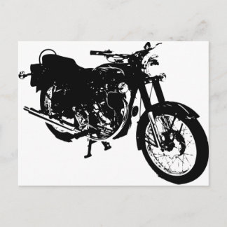 Svartvit motorcykel Teckning Vykort