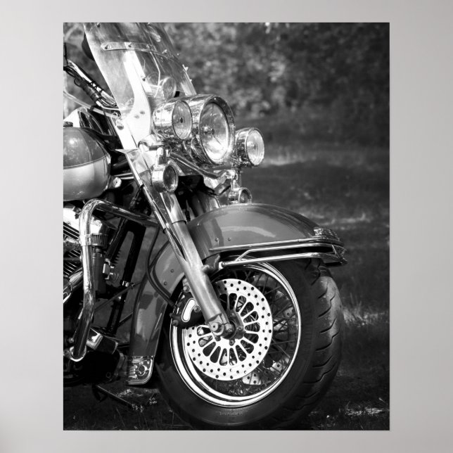 Svartvit motorcykelfront 16 x 20 poster (Framsidan)