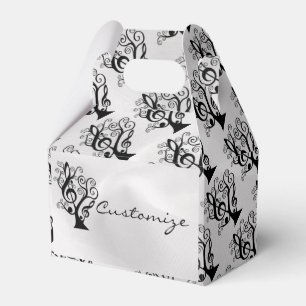 Svartvit Music Treble Clef Träd Gable Box Presentaskar