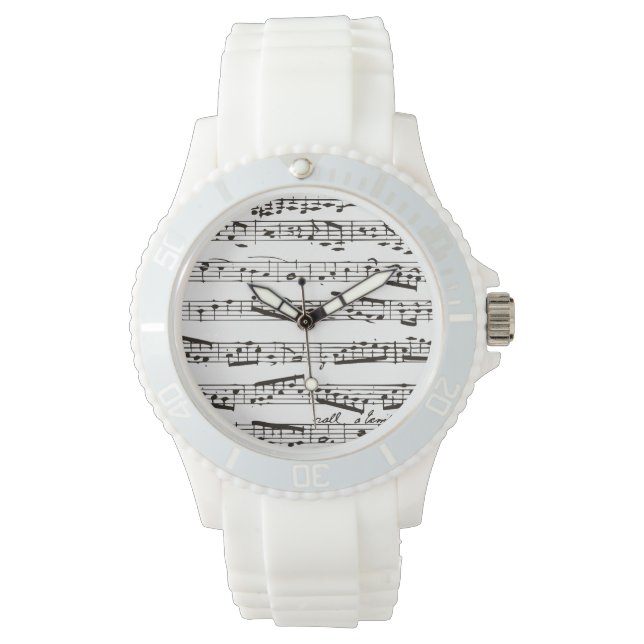 Svartvit musik noter armbandsur (Framsida)