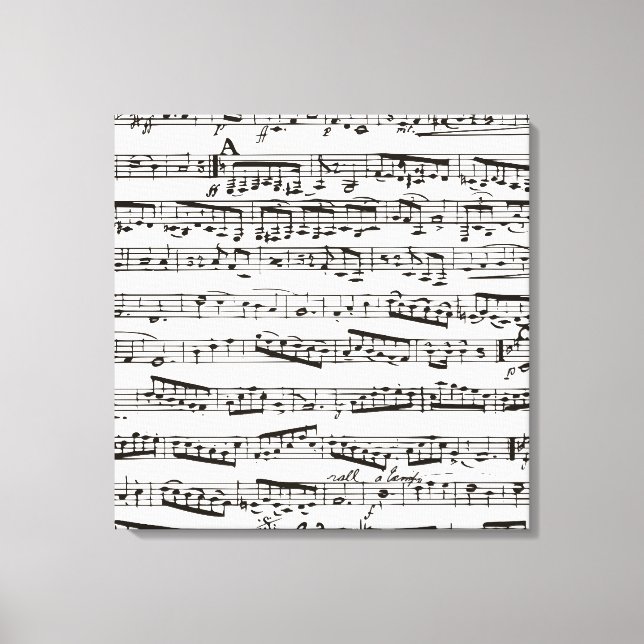 Svartvit musik noter canvastryck (Framsida)