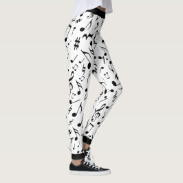 Svartvit Musik noter eller din kolv Leggings