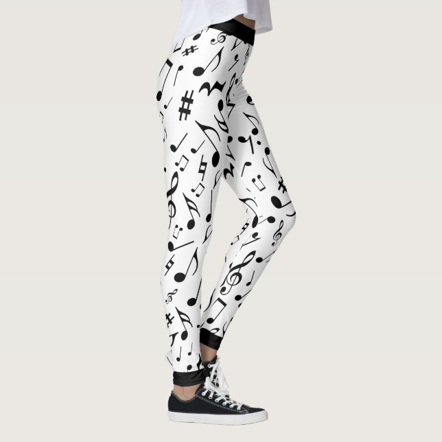 Svartvit Musik noter eller din kolv Leggings (Höger)