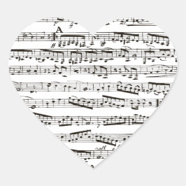 Svartvit musik noter hjärtformat klistermärke