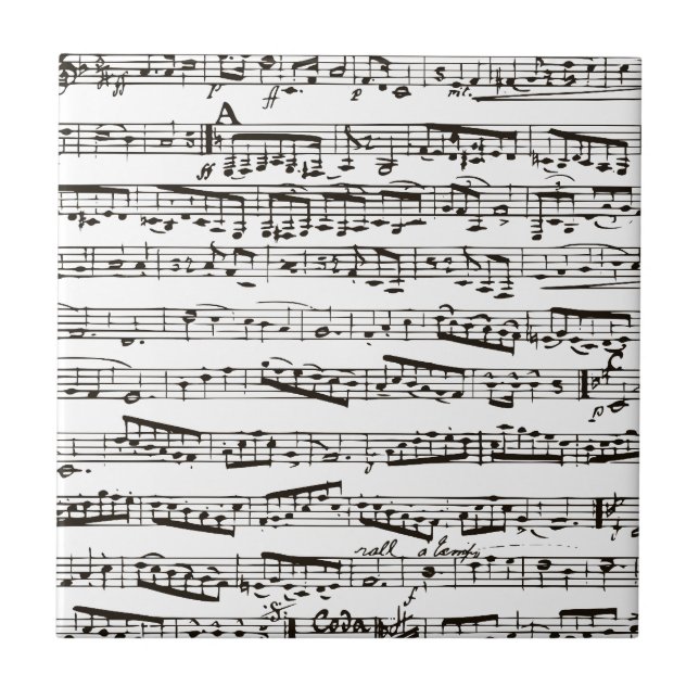 Svartvit musik noter kakelplatta (Framsidan)