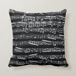 Svartvit musik noter kudde