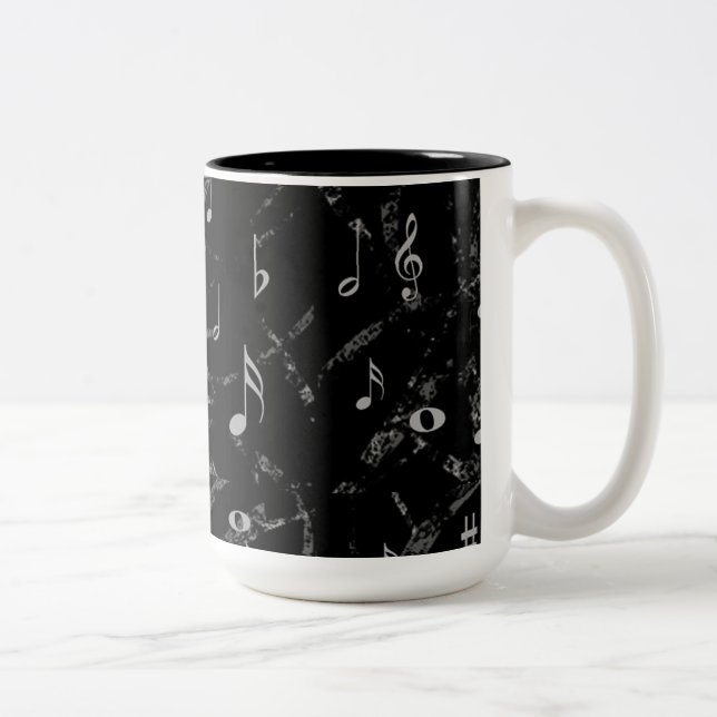 Svartvit Musik noter Mönster-kaffe Mugg (Höger)
