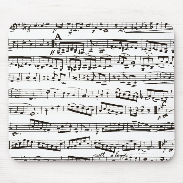 Svartvit musik noter musmatta (Framsidan)
