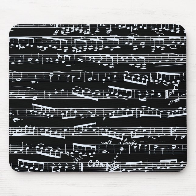 Svartvit musik noter musmatta (Framsidan)