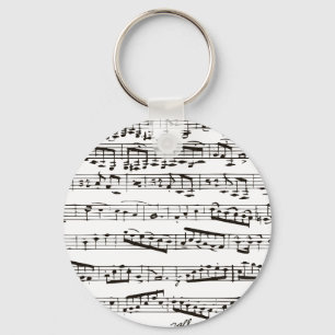 Svartvit musik noter nyckelring