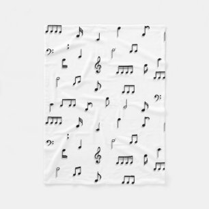 Svartvit Musik noter-symbol Mönster Fleecefilt
