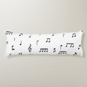 Svartvit Musik noter-symbol Mönster Kroppskudde