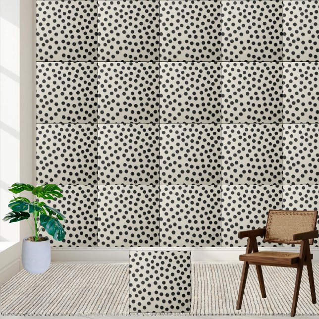 Svartvit muskkök i Golv vid Glitter Kakelplatta (Dotted Black White Glitter Floor Wall Kitchen Ceramic Tile)