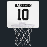 Svartvit namn för varsima sportar Mini-Basketkorg<br><div class="desc">Svartvit,  svart,  vitt namn,  monogram Mini Basketball Ring. Varsitetsidrotten stil. Anpassa den med ditt namn,  din ålder,  ditt år,  ditt nummer eller ditt idrottslag namn.</div>