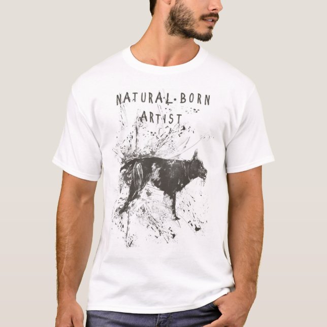 (svartvit) naturlig född konstnär, tee shirt (Framsida)