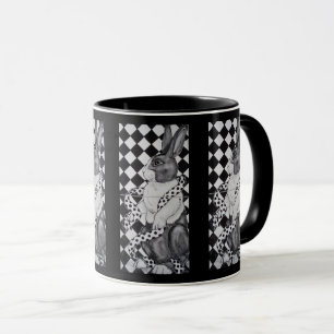 Svartvit nederländsk kanin Geometric Design Mugg
