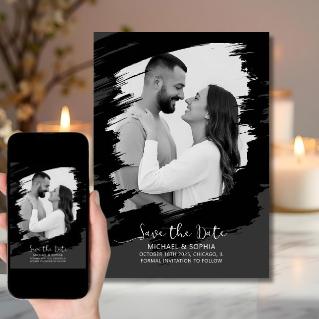 Svartvit neutralt spara dagens moderna unika spara datumet (Skapare uppladdad)