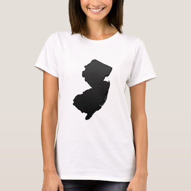 Svartvit new jersey kontur t-shirt (Framsida)