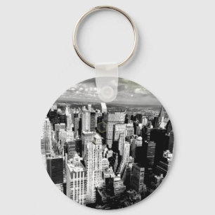 Svartvit New York City horisont Nyckelring