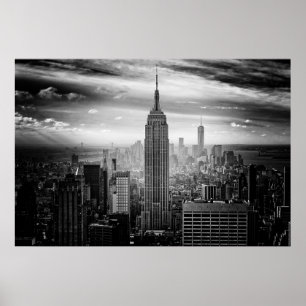 Svartvit New York City horisont Poster