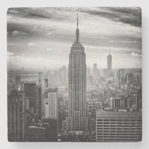 Svartvit New York City horisont Stenunderlägg
