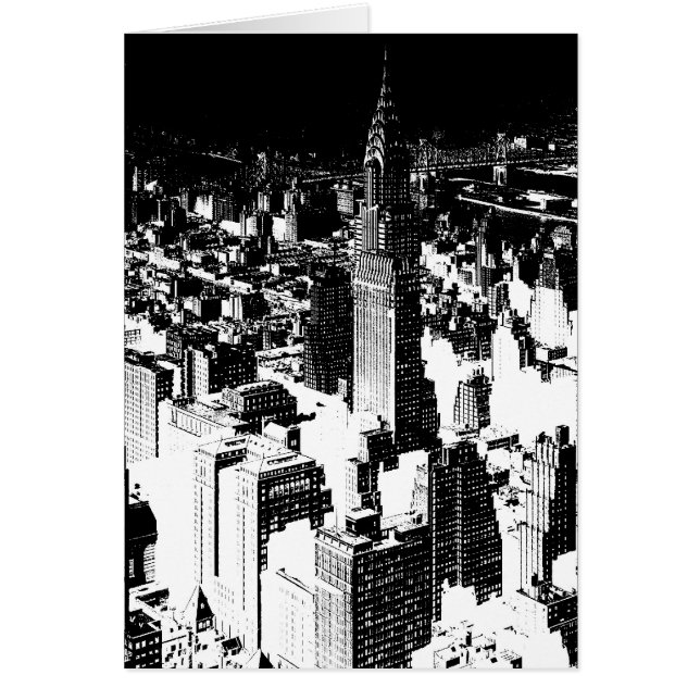 Svartvit New York Hälsningskort (Framsidan)