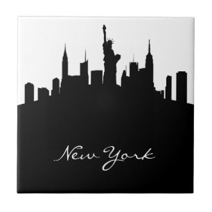 Svartvit New York horisont Kakelplatta