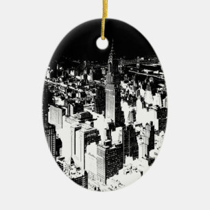 Svartvit New York Julgransprydnad Keramik