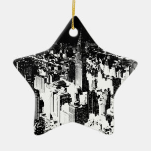 Svartvit New York Julgransprydnad Keramik