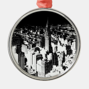 Svartvit New York Julgransprydnad Metall