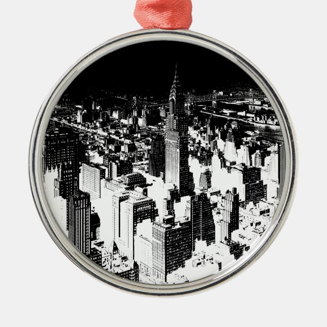 Svartvit New York Julgransprydnad Metall (Framsidan)