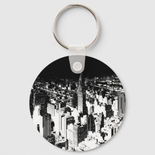 Svartvit New York Nyckelring