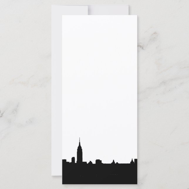 Svartvit New York Silhouette-rackkort (Framsida)