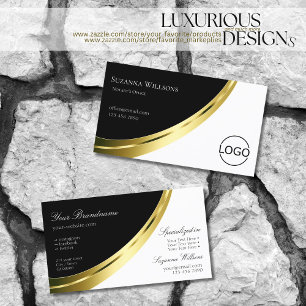 Svartvit Noble Guld-dekoration med Logotyp Modern Visitkort