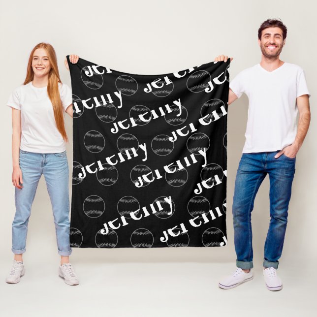 Svartvit Novelty Baseball Fleece Blanket (På plats)