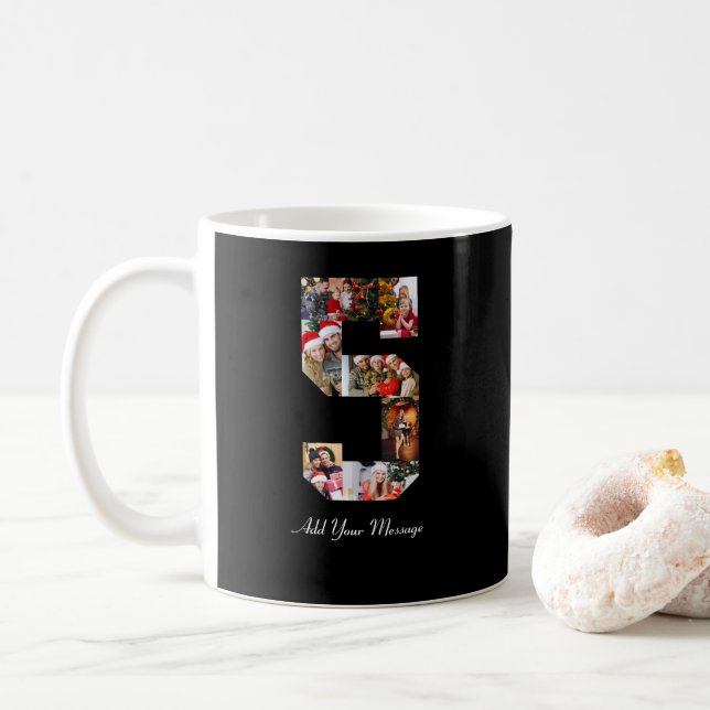 Svartvit nummer 5 - fotokollage kaffemugg (Med munk)