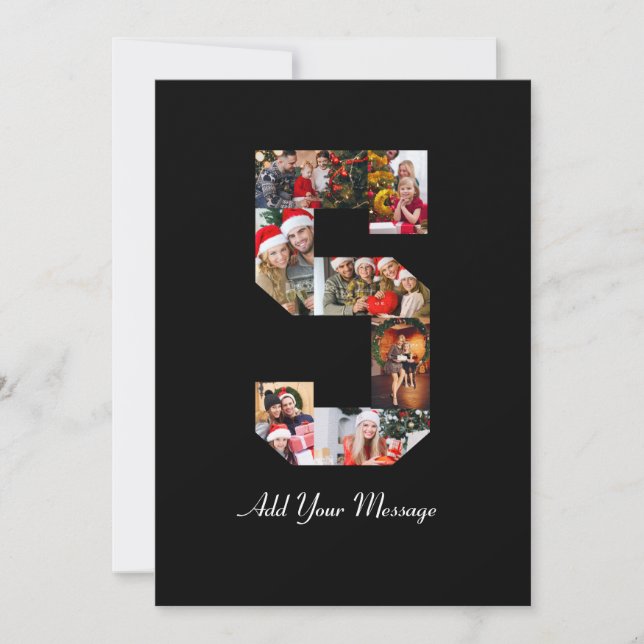 Svartvit nummer 5 - fotokollage tack kort (Framsida)