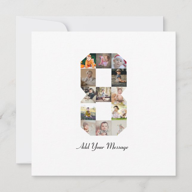 Svartvit nummer 8, fotokollage kort (Framsida)