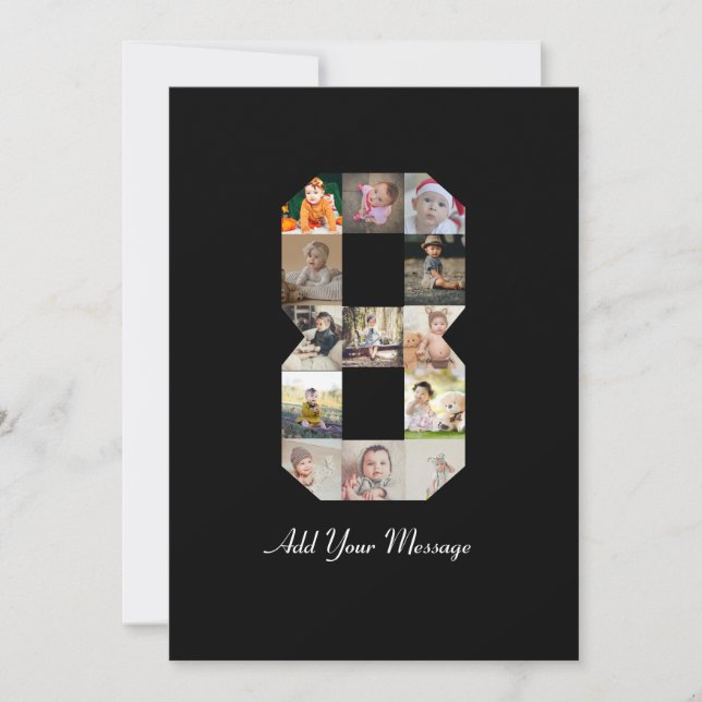 Svartvit nummer 8, fotokollage meddelande (Framsida)