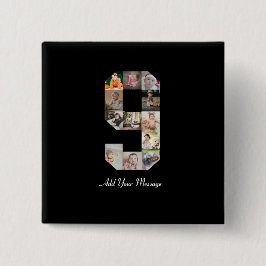 Svartvit nummer 9 - fotokollage knapp