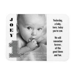 Svartvit nummer ett 1-Baby fotomagnet Magnet