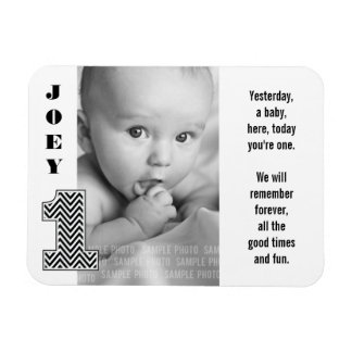 Svartvit nummer ett 1-Baby fotomagnet Magnet