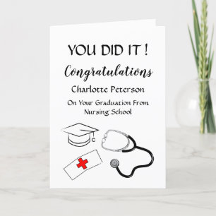 Svartvit Nurse Studenten Grattis Kort