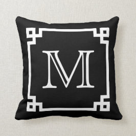 Svartvit nyckel för Monogramvitgrek Kudde